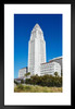 Los Angeles City Hall Against Blue Skies Photo Matted Framed Art Print Wall Decor 20x26 inch