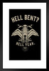 Hell Bent Hell Yeah Motorcycle Bike Retro Biker Poster Vintage Style Skull And Eagle Angel Wings Chopper Matted Framed Art Wall Decor 20x26