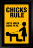 Chicks Rule Boys Make Good Pets Sign Humor Female Empowerment Feminist Feminism Woman Women Rights Matricentric Empowering Equality Justice Freedom Matted Framed Art Wall Decor 20x26