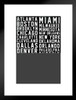 Sports Team Cities White Text Matted Framed Art Print Wall Decor 20x26 inch