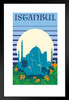 Istanbul Hagia Sophia Blue Retro Travel Matted Framed Art Print Wall Decor 20x26 inch