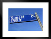 Sunset Boulevard Sign Against Blue Sky Hollywood California Photo Matted Framed Art Print Wall Decor 26x20 inch