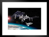 International Space Station and Shuttle Matted Framed Art Print Wall Decor 26x20 inch