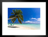 Palm Tree and Swing on Beautiful Maldives Beach Photo Matted Framed Art Print Wall Decor 26x20 inch
