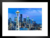 Seattle Washington Skyline Space Needle at Dusk Photo Matted Framed Art Print Wall Decor 26x20 inch