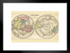 Polar Projection of the World 1856 Antique Style Map Travel World Map with Cities in Detail Map Posters for Wall Map Art Wall Decor Geographical Illustration Matted Framed Art Wall Decor 26x20