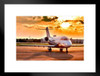 Private Airplane Jet Taxiing at Sunset Airport Runway Plane Photo Photograph Beach Palm Landscape Pictures Ocean Scenic Scenery Tropical Photography Paradise Matted Framed Art Wall Decor 26x20