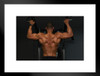 Body Builder Lifting Weights Rear View Photo Matted Framed Art Print Wall Decor 26x20 inch