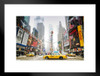 Three Yellow Cabs at Times Square New York City Photo Matted Framed Art Print Wall Decor 26x20 inch