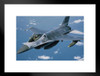 Aerial View of an F16 Fighting Falcon in Flight Photo Matted Framed Art Print Wall Decor 20x26 inch