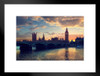 London Skyline with Big Ben Westminster Bridge Photo Matted Framed Art Print Wall Decor 26x20 inch