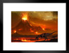 Tyrannosaurs Dinosaurs Survey Volcanic Landscape Space Dinosaur Decor Dinosaur Pictures For Wall Dinosaur Wall Art Prints for Walls Meteor Volcano Science Poster Matted Framed Art Wall Decor 26x20
