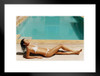 Tanned Woman in a Bikini Sunbathing Poolside Photo Matted Framed Art Print Wall Decor 26x20 inch