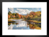 Maine River Colorful Fall Foliage Leaves Changing Trees Lake New Hampshire New England Sky Reflection Landscape Photo Photograph Matted Framed Art Wall Decor 26x20