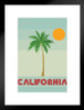 Retro Style California Sun Sand Palm Tree Travel Matted Framed Art Print Wall Decor 20x26 inch