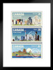 Canadian Cities Edmonton Calgary Quebec Travel Stamps Matted Framed Art Wall Decor 20x26