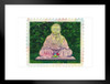 Seated Buddha Postage Stamp Matted Framed Art Print Wall Decor 20x26 inch