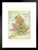 England and Wales 19th Century Antique Style Map Matted Framed Art Print Wall Decor 20x26 inch