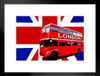 UK United Kingdom Flag With London Bus British Culture Matted Framed Art Print Wall Decor 20x26 inch