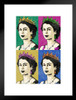 Queen Elizabeth II Multicolor Pop Art Print Matted Framed Wall Art 20x26 inch