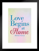 Mother Teresa Love Begins at Home Blue Famous Motivational Inspirational Quote Matted Framed Art Print Wall Decor 20x26 inch