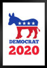 Vote Democrat 2020 Presidential Election Beat Trump Donkey Logo White Black Wood Framed Art Poster 14x20