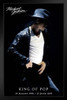 Michael Jackson King of Pop Memorial Dates Black Wood Framed Art Poster 14x20