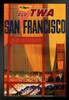 San Francisco Fly TWA Retro Travel Black Wood Framed Art Poster 14x20