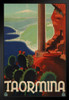 Taormina Italy Cactus Retro Travel Black Wood Framed Art Poster 14x20