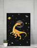 Dinosaur Poster Yellow and Orange Dino Kids Toddler Child Children Funny Cartoon Cute Picture Nursery Photograph Education Educational Classroom Bathroom Cool Wall Decor Art Print Poster 12x18