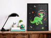 Dinosaur Poster Parasaurolophus in Space Dino Kids Toddler Child Children Funny Cartoon Cute Picture Nursery Photograph Education Educational Classroom Bathroom Cool Wall Decor Art Print Poster 12x18