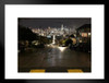 San Francisco Rainy Street at Night Downtown Landscape Photo Matted Framed Wall Art Print 20x26 inch