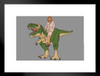 Jesus Riding A T Rex Funny Matted Framed Art Print Wall Decor 20x26 inch