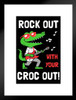 Rock Out With Your Croc Out Funny Humor Alligator Wall Decor Reptile Print Poster Reptile Scales WIldlife Nature Art Print Alligator Poster Swamp Animal Wall Art Matted Framed Art Wall Decor 20x26