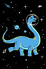 Dinosaur Poster Brachiosaurus in Space Dino Kids Toddler Child Children Funny Cartoon Cute Picture Nursery Photograph Education Educational Classroom Bathroom Cool Wall Decor Art Print Poster 12x18