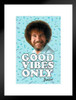 Bob Ross Good Vibes Only Blue Funny Bob Ross Poster Bob Ross Collection Bob Art Painting Happy Accidents Motivational Poster Funny Bob Ross Afro and Beard Matted Framed Art Wall Decor 20x26