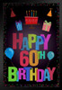 Happy 60th Birthday Party Decoration Dark Black Wood Framed Art Poster 14x20