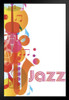 Jazz Music Song Sax Saxophone Violin Colorful Black Wood Framed Art Poster 14x20