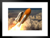 Space Shuttle Launch Blasting Through Clouds Rendering Photo Matted Framed Wall Art Print 26x20 inch