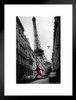 La Veste Rouge Eiffel Tower Paris France European Travel Black White Photograph Matted Framed Wall Art Print 20x26 inch