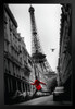 La Veste Rouge Eiffel Tower Paris France European Travel Black White Photograph Black Wood Framed Art Poster 14x20