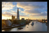 London Skyline The Shard Skyscraper At Sunset Lanscape Photo Black Wood Framed Art Poster 14x20