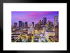 Houston Texas Downtown Buildings Sunset Skyline Photo Matted Framed Wall Art Print 26x20 inch