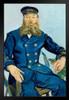 Vincent Van Gogh Seated Portrait Of The Postman Joseph Roulin 1888 Oil On Canvas Painting Black Wood Framed Poster 14x20