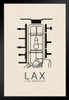 LAX Los Angeles Airport Map Art Airport Terminal Map California Stylized Airport Layout LAX Call Letters Code Black Wood Framed Art Poster 14x20