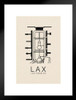 LAX Los Angeles Airport Map Art Airport Terminal Map California Stylized Airport Layout LAX Call Letters Code Matted Framed Art Wall Decor 20x26