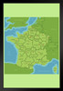 Regions of France Reference Map Black Wood Framed Poster 14x20