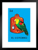 24 El Cotorro Parakeet Loteria Card Mexican Bingo Lottery Matted Framed Art Print Wall Decor 20x26 inch