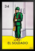 34 El Soldado Soldier Loteria Card Mexican Bingo Lottery Black Wood Framed Poster 14x20