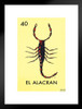 40 El Alacran Scorpion Loteria Card Mexican Bingo Lottery Day Of Dead Dia Los Muertos Decorations Mexico Insect Spider Poison Party Spanish Native Sign Matted Framed Art Wall Decor 20x26